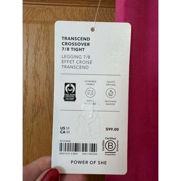 Women's Athleta Leggings, M, Pink Transcendent crossover 7/8 - Picture 2 of 6